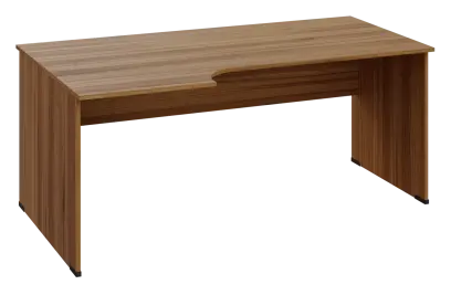 ERL 18 - 186 stůl kancelářský, rohový, levý, dřevěná podnož, deska 18 mm, široký 1800 mm, ořech světlý